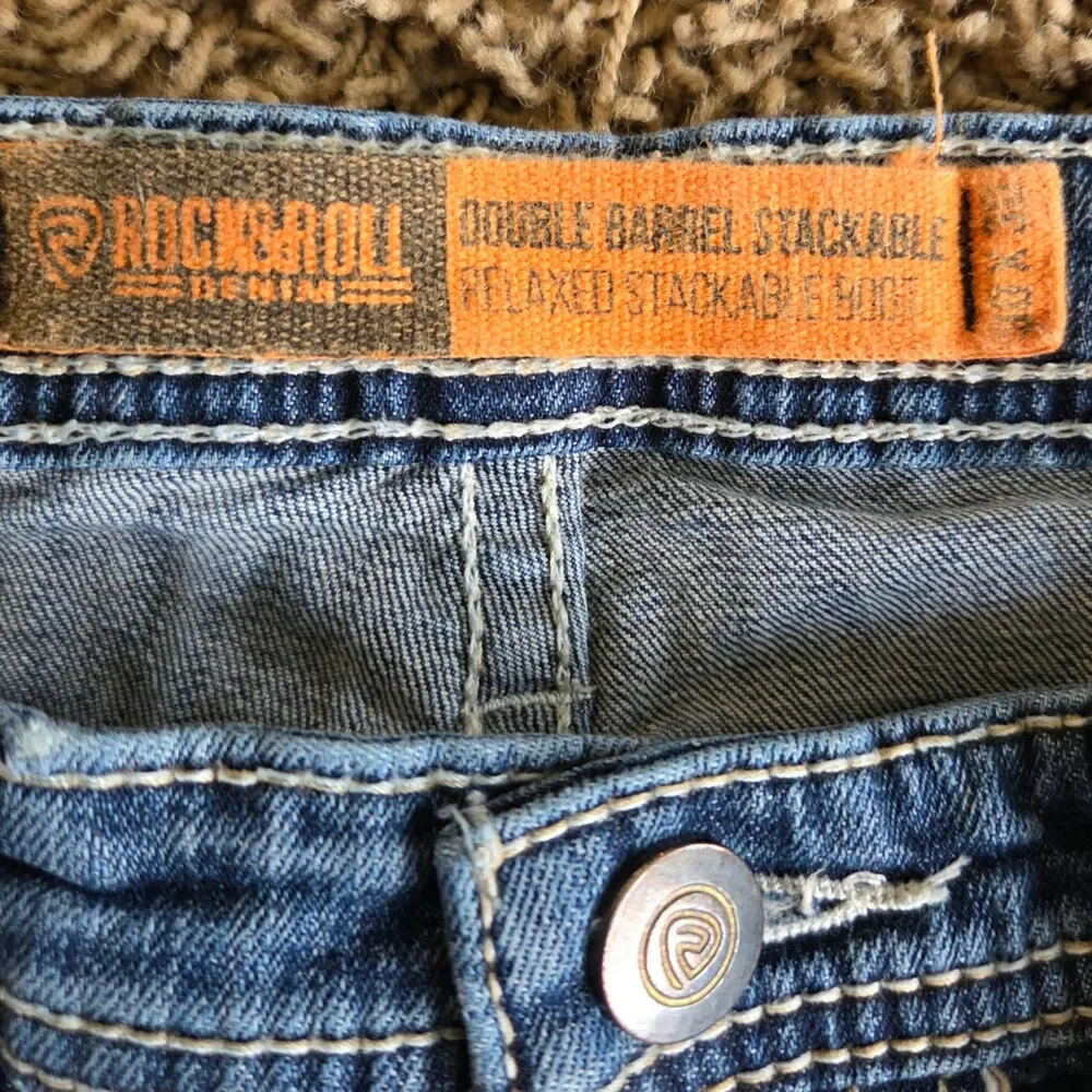 Rock&Roll denim Double Barrel Stackable relaxed mens bootcut jeans 30X30
